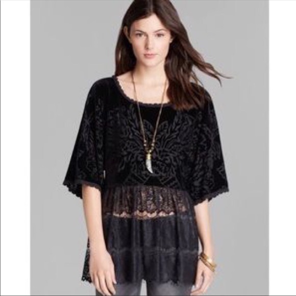free people black lace tunic
